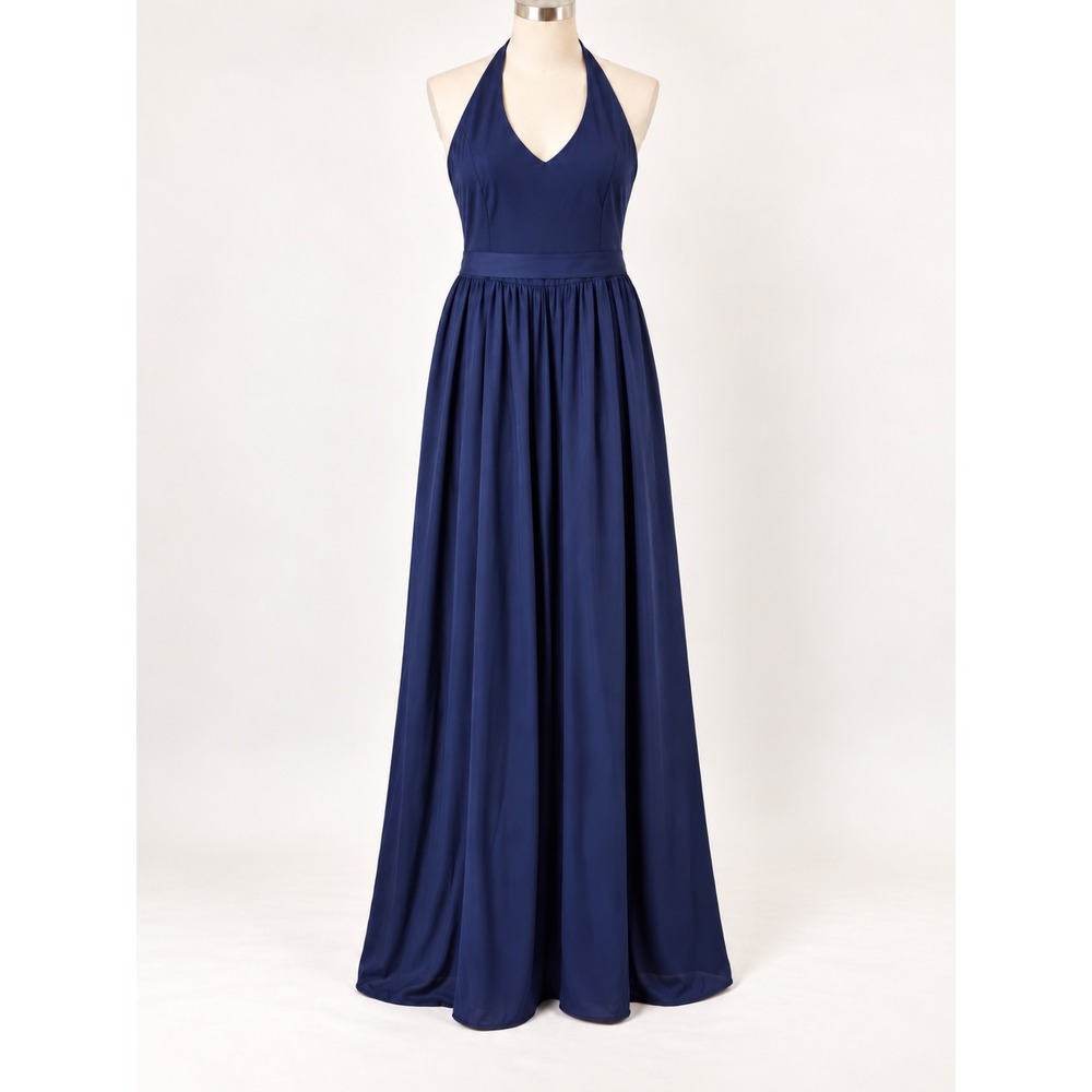 White by Vera Wang Navy Blue Halter Gown Maxi Dress Size 20 Pockets VW360214